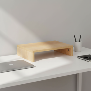 Support de moniteur en bois de bambou pour ordinateur, support de bureau, étagère de rangement, support vertical pour ordinateur portable, design Art Déco - Product Image 4