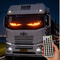 Kit d'éclairage ambiant LED RGBW pour voiture, étanche, effet œil de démon, 12V, multicolore, barre lumineuse décorative pour calandre de camion