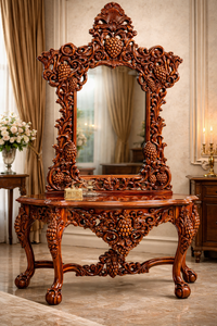 Tocador de Madera Maciza de Estilo Europeo de Lujo con Espejo, Tocador de Princesa para Dormitorio Principal - Product Image 2