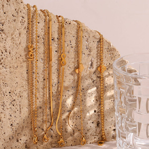 Pulsera de acero inoxidable con cuentas de doble capa, brazalete con <span class=keywords><strong>abalorios</strong></span>, chapado en oro de 18k, con <span class=keywords><strong>letras</strong></span> de amor, venta al por mayor, C076 - Product Image 4