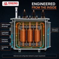 Transformateur de distribution immergé dans l'huile monté sur poteau 15 kV 300 kVA pour réseaux électriques