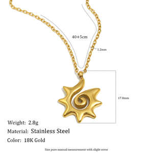 Collar de joyería de moda, colgante de joyería para mujer, collar de joyería fina, collar de acero inoxidable, chapado en oro de 18 quilates con diseño de sol. - Product Image 3