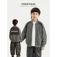 Blouson Bomber Garçon YOEHYAUL OD63J3080 Automne Léger Grande Pochette Veste Zippée Personnalisée Streetwear Enfant