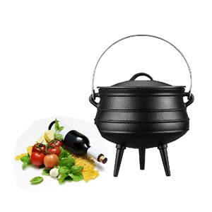 <strong>Small</strong> Cast Iron Cauldron <strong>Pot</strong> with <strong>Lid</strong> and Carry Handle Pre-seasoned Cast Iron Black Three Legged Potjie <strong>Pot</strong> - Product Image 5