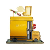 Rompecabezas 3D de Madera Wincent, Camión de Comida BBQ, Kit de Casa en Miniatura, Restaurante Estilo Americano, Manualidades DIY, Decoración con Luz LED, Regalo para Adultos
