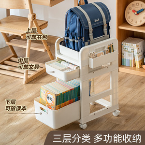 Storage Cart With Wheels 3 Tier Plastic Organizer For Home Office Easy Cleaning Standing Type Rectangle Shape Capacity 20-35L - Product Image 3