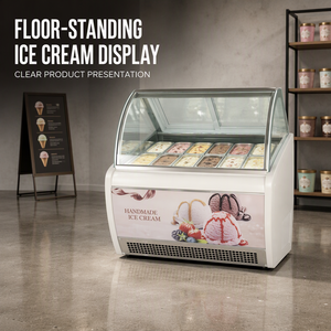 Congelador Comercial para Exhibición de Helados, de -16 a -22 °C, R404A, 220V, Vitrina para Gelato, para Tiendas de Postres, Cafeterías y Restaurantes - Product Image 5