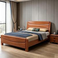 Ensembles de chambre à coucher de style nordique japonais en bois massif avec tiroirs de rangement, mobilier de maison, lit pour hôtel, motel, vacances