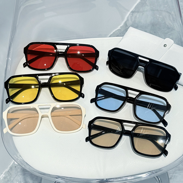 High Quality Retro Sunglasses with Large Frame Fashionable High End UV Resistant Outdoor PC Lenses Men Women Style