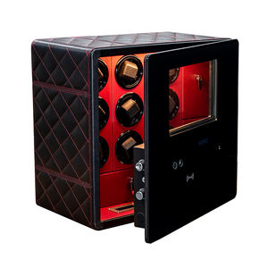 Homisafe Luxuriöser Maßgefertigter Rotierender Uhrenbeweger aus Leder Automatisch 9 Fächer Walnuss-Uhrenbeweger - Product Image 1