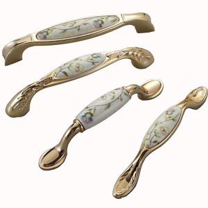 Antique Style Storage Cabinet Classical Golden Pattern Ceramic Handles Home Decor - Product Image 4