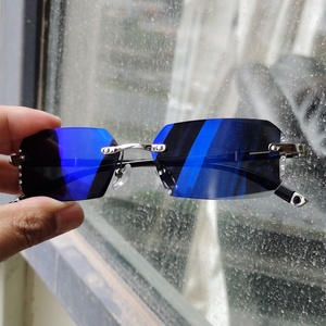 UV400 小型長方形ポリゴン TR90 リムレス ダイヤモンド型 ルネット フォトグレイ 反射防止 <span class=keywords><strong>2026</strong></span> ブルーライトカット 調光メガネ 女性用 - Product Image 5