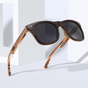 Gafas de sol con montura de madera, unisex, UV400, lentes polarizadas TAC, diseño cuadrado para protección solar, viajes, conducción, W3097 - Product Image 1