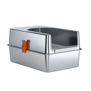 Bac à litière pour chat en acier inoxydable, rectangulaire, 60x40x40cm, entièrement fermé, fournitures pour animaux de compagnie pour chats - Product Image 5
