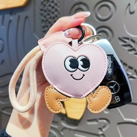 Porte-clés créatif en cuir de luxe, motif pêche de dessin animé mignon, forme cœur et nuage, petit breloque de sac délicat, cadeau pour couples