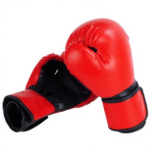 Gants de boxe en cuir rouge à doigts entiers avec fermeture à lacets au poignet, emballage personnalisable, impression par transfert thermique pour adultes - Product Image 4