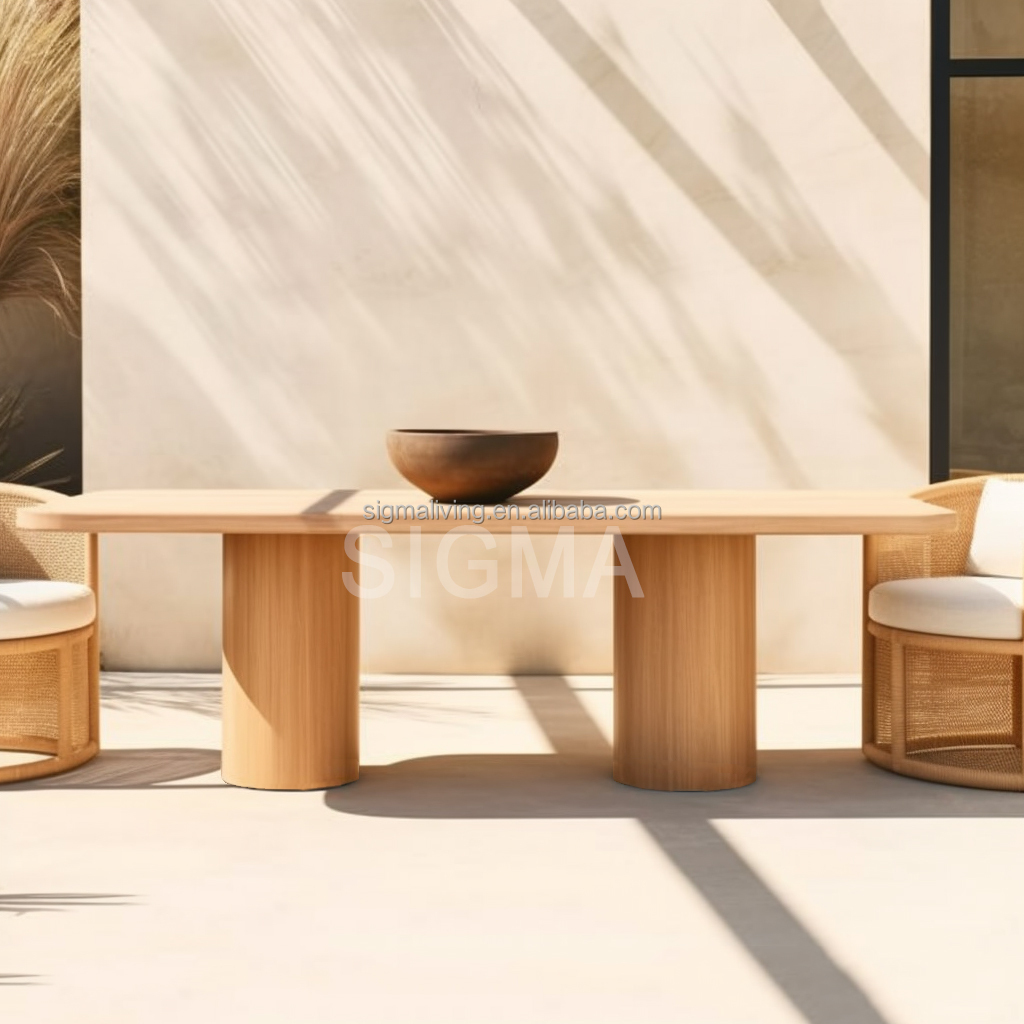 Luxury Exterior  Patio Set Furniture Solid Teak Wood Table And Chair Set Round Dining Tables