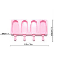 Moule à crème glacée en silicone 4 cavités pour congélateur Outil de fabrication de barres chocolatées Moules à jus pour sucettes glacées pour enfants Plateau à sucettes glacières