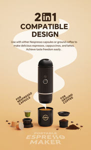 I Cafilas ME2218 Mini 2-en-1 Machine à café à capsules <span class=keywords><strong>italienne</strong></span> Chauffage et meulage entièrement automatique Portable Sports de plein air Tour - Product Image 2