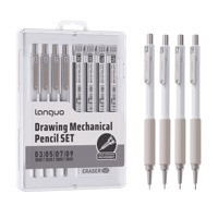 Ensemble de crayons mécaniques de luxe blanc ivoire 0,3/0,5/0,7/0,9 mm, tailles de mine assorties, crayons de dessin professionnels colorés pour artistes