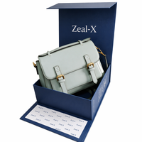 Boîte cadeau pliante magnétique de luxe bleu marine avec logo personnalisé, grand emballage rigide en papier pour sac à main avec papier de soie de marque