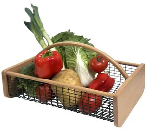 Custom Large Beech Wood Garden Hod for Harvesting Mesh Harvest Basket with Handle Wire Picking Basket <strong>Vegetables</strong> Fruits Flowers - Product Image 1