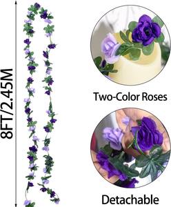 إكليل زهور أرجواني صناعي بطول 4 أقدام-زهور من الحرير الصناعي الوردي/اللافندر ، كرمات معلقة لحفلات الشاي والزفاف وعيد الميلاد ، ديكور خلفية - Product Image 4