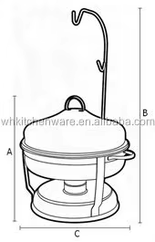 จานอุ่นอาหารทำจากสเตนเลสสตีลสำหรับใส่ชาร์ฟอล์ทรงโดมสีทองแบบแขวนเสิร์ฟตรงจากโรงงาน - Product Image 4
