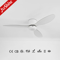 Ventilateur de plafond intelligent 1stshine à montage encastré avec pales en ABS, télécommande, design moderne professionnel, éclairage LED, directement de l'usine