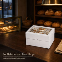 Witte papieren taartdoos met transparant venster, één geheel, voor bakkerij, fruit, cadeauverpakking