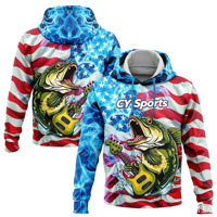 Sweat à capuche en molleton avec motif sublimé en couleur intégrale, fermeture éclair et poche kangourou