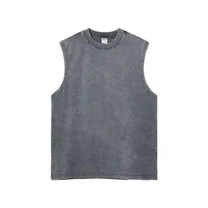 Custom High Quality Men's Vests Underwear Acid Wash Heavy Cotton T shirt Singlets Fit Tank Top Men Gym Wear Sleeveless T-shirt