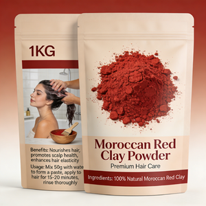 Poudre d'argile rouge <span class=keywords><strong>marocaine</strong></span> pure, produit naturel pour les soins capillaires, masque capillaire en poudre pour nettoyage en profondeur du cuir chevelu et contrôle du sébum, vente en gros - Product Image 3