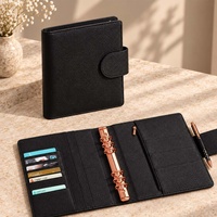 Carnet de budget A5 multicolore personnalisé Hongbo avec anneaux en or rose de 35 mm en cuir grainé de luxe gaufré, utilisable comme agenda/carnet de notes