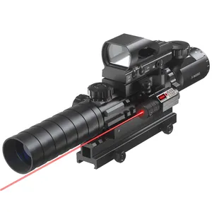 Combo phạm vi 4-trong-1 3-9x32 Rangefinder phạm vi Red & Green Dot Sight Red laser và 14 khe cắm Riser