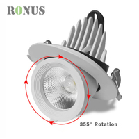Spot commercial réglable rotatif 40W vers le bas cardan Scoop Smart COB encastré projecteur LED