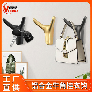 Nordic Style Wall Mounted <b>Coat</b> <b>Hooks</b> Animal Shape Black <b>Single</b> Horn Creative <b>Hook</b> For Clothing Entryway Wall Use - Product Image 5