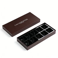 Boîte cadeau de luxe portable pour chocolats, emballage rigide personnalisé marron avec couvercle et base, doublure en mousse, plateau alvéolé, impression couleur premium