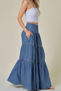 <span class=keywords><strong>Gonna</strong></span> Lunga Estiva Sexy e Casual in Denim Vintage a <span class=keywords><strong>Vita</strong></span> <span class=keywords><strong>Bassa</strong></span> per Donne, Stile Europeo e Americano, Versatile per Vacanze - Product Image 6