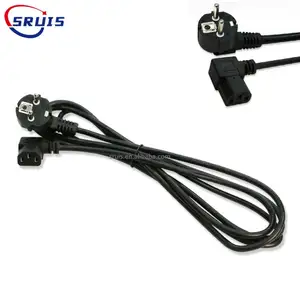 SRUIS/OEM 16a 250v 3 Wire European Standard Eu 3Pin Plug to IEC C13 female Laptop AC Power Cord Extension cable for Hair Dryer