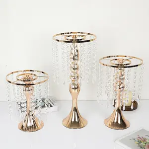 Suporte de flores de metal galvanizado luxuoso para decoração de mesas de casamento ao ar livre, suporte de flores em ouro, Nicro Light
