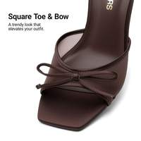 Sandales mules à bout carré pour femmes, avec nœud, empeigne en maille, talons aiguilles, élégantes, pour soirée