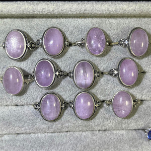 Anelli in Argento 925 di Alta Qualità con Kunzite, Anelli con Gemme, Gioielli in Quarzo Rosa, Artigianato in Cristallo Naturale, Regolabili, per Regalo Quotidiano - Product Image 1