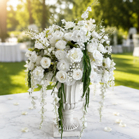 Boule de fleurs artificielles personnalisée PPS, blanche, pour centre de table de mariage, décoration de table pour événements de mariage