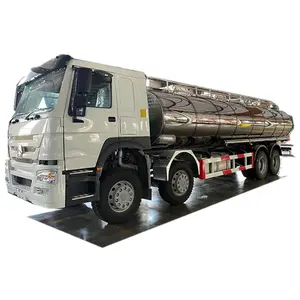 HOWO 8X4 12 Roda Besi Tahan Karat SS304 Susu Susu Segar Pengiriman Track 8 Kompartemen Truk Tangki Susu