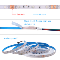 Kit complet de bande LED flexible RGB 5 mètres en PVC étanche IP65/IP20 5050 SMD5050 pour télécommande, idéal pour la décoration de pièce