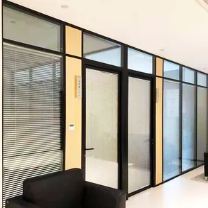 Partição de vidro temperado de alumínio, parede de parede da sala de reunião, partição de vidro de escritório de partição alta