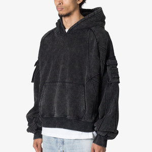 Custom 500 Gsm Oversized Hoodie Streetwear French Terry Cargo Pocket Hoodie - Product Image 1