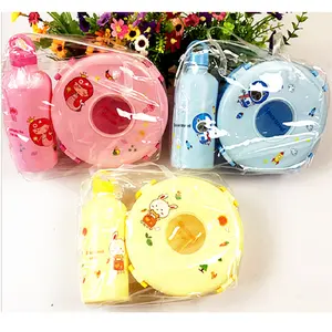 72pcs plastic donut Cartoon lunch box kettle set children student snap lunch box kids school bag with lunch box and water bottle