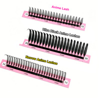 Extensions de cils préfabriquées en boîte, personnalisables, synthétiques, véganes, sans cruauté, douces, effet manga, en éventail